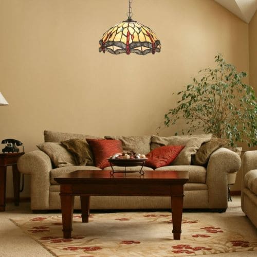 Suspension Tiffany LIBELLULE grise rouge jaune MyTiffany